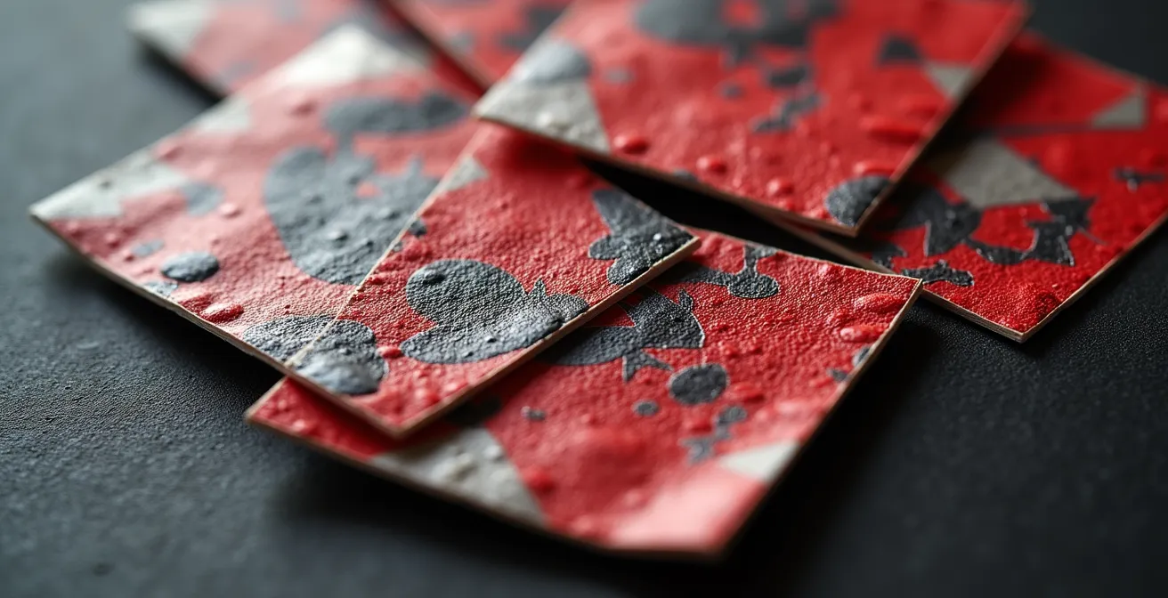 Vue macro d'étiquettes de prix avec motifs graphiques abstraits